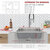 Stylish International Avila Series Double Bowl Kitchen Sink, Dimensions w/ Grids