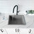 Stylish International STYLISH 22'' Dual Mount Single Bowl Composite Granite Kitchen Sink with Strainer, Gray, Overhead Installed On View