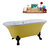 Streamline N104 60'' Vintage Oval Soaking Clawfoot Bathtub, Yellow Exterior, White Interior, Black Clawfoot, Chrome External Drain, w/ Tray