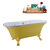 Streamline N104 60'' Vintage Oval Soaking Clawfoot Bathtub, Yellow Exterior, White Interior, Gold Clawfoot, Gold External Drain, w/ Tray