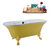 Streamline N104 60'' Vintage Oval Soaking Clawfoot Tub, Yellow Exterior, White Interior, Gold Clawfoot, Oil Rubbed Bronze External Drain, w/ Tray