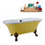 Streamline N104 60'' Vintage Oval Soaking Clawfoot Tub, Yellow Exterior, White Interior, Oil Rubbed Bronze Clawfoot, Black External Drain, w/ Tray