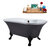 Streamline N105 60'' Vintage Oval Soaking Clawfoot Tub, Grey Exterior, White Interior, Black Clawfoot, Oil Rubbed Bronze External Drain, w/ Bamboo Tray