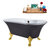 Streamline N105 60'' Vintage Oval Soaking Clawfoot Tub, Grey Exterior, White Interior, Gold Clawfoot, Oil Rubbed Bronze External Drain, w/ Bamboo Tray