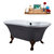 Streamline N105 60'' Vintage Oval Soaking Clawfoot Tub, Grey Exterior, White Interior, Oil Rubbed Bronze Clawfoot, Black External Drain, w/ Bamboo Tray