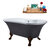 Streamline N105 60'' Vintage Oval Soaking Clawfoot Tub, Grey Exterior, White Interior, Oil Rubbed Bronze Clawfoot, Chrome External Drain, w/ Tray