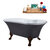 Streamline N105 60'' Vintage Oval Soaking Clawfoot Tub, Grey Exterior, White Interior, Oil Rubbed Bronze Clawfoot, White External Drain, w/ Bamboo Tray
