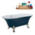 Streamline N106 60'' Vintage Oval Soaking Clawfoot Bathtub, Light Blue Exterior, White Interior, Nickel Clawfoot, White External Drain, w/ Tray
