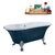 Streamline N106 60'' Vintage Oval Soaking Clawfoot Bathtub, Light Blue Exterior, White Interior, Chrome Clawfoot, Chrome External Drain, w/ Tray