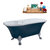 Streamline N106 60'' Vintage Oval Soaking Clawfoot Bathtub, Light Blue Exterior, White Interior, Chrome Clawfoot, White External Drain, w/ Tray