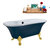Streamline N106 60'' Vintage Oval Soaking Clawfoot Bathtub, Light Blue Exterior, White Interior, Gold Clawfoot, Black External Drain, w/ Tray