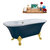 Streamline N106 60'' Vintage Oval Soaking Clawfoot Bathtub, Light Blue Exterior, White Interior, Gold Clawfoot, Nickel External Drain, w/ Tray