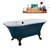 Streamline N106 60'' Vintage Oval Soaking Clawfoot Tub, Light Blue Exterior, White Interior, Oil Rubbed Bronze Clawfoot, Black External Drain, w/ Tray