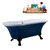 Streamline N107 60'' Vintage Oval Soaking Clawfoot Bathtub, Dark Blue Exterior, White Interior, Black Clawfoot, Nickel External Drain, w/ Tray