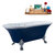 Streamline N107 60'' Vintage Oval Soaking Clawfoot Bathtub, Dark Blue Exterior, White Interior, Chrome Clawfoot, White External Drain, w/ Tray