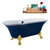 Streamline N107 60'' Vintage Oval Soaking Clawfoot Bathtub, Dark Blue Exterior, White Interior, Gold Clawfoot, Black External Drain, w/ Tray