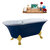 Streamline N107 60'' Vintage Oval Soaking Clawfoot Bathtub, Dark Blue Exterior, White Interior, Gold Clawfoot, Chrome External Drain, w/ Tray