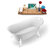 Streamline N1080 59'' Vintage Oval Soaking Clawfoot Bathtub, White Exterior, White Interior, White Clawfoot, Gold Drain, with Bamboo Tray