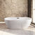 Streamline N140 59'' Modern Oval Soaking Freestanding Bathtub, White Exterior, White Interior, Oil Rubbed Bronze Drain, with Bamboo Tray