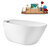 Streamline N1780 59'' Modern Oval Soaking Freestanding Bathtub, White Exterior, White Interior, Brushed Nickel Internal Drain, with Bamboo Tray