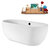 Streamline N1800 67'' Modern Oval Soaking Freestanding Bathtub, White Exterior, White Interior, Black Internal Drain, with Bamboo Tray