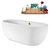 Streamline N1800 67'' Modern Oval Soaking Freestanding Bathtub, White Exterior, White Interior, Gold Internal Drain, with Bamboo Tray
