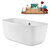 Streamline N2060 59'' Modern Oval Soaking Freestanding Bathtub, White Exterior, White Interior, Brushed Nickel Internal Drain, with Bamboo Tray