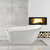 Streamline N281 67'' Modern Oval Soaking Freestanding Bathtub, White Exterior, White Interior, Brushed Nickel Internal Drain, with Bamboo Tray