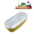 Streamline N291 59'' Modern Oval Soaking Freestanding Bathtub, Yellow Exterior, White Interior, Oil Rubbed Bronze Drain, with Bamboo Tray