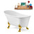 Streamline N347 59'' Vintage Oval Soaking Clawfoot Bathtub, White Exterior, White Interior, Gold Clawfoot, Gold Internal Drain, with Bamboo Tray