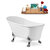 Streamline N348 63'' Vintage Oval Soaking Clawfoot Bathtub, White Exterior, White Interior, Chrome Clawfoot, Gold Drain, with Bamboo Tray