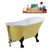 Streamline N350 63'' Vintage Oval Soaking Clawfoot Bathtub, Yellow Exterior, White Interior, Black Clawfoot, Nickel External Drain, w/ Tray