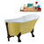 Streamline N350 63'' Vintage Oval Soaking Clawfoot Tub, Yellow Exterior, White Interior, Black Clawfoot, Oil Rubbed Bronze External Drain, w/ Tray