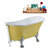 Streamline N350 63'' Vintage Oval Soaking Clawfoot Bathtub, Yellow Exterior, White Interior, Chrome Clawfoot, White External Drain, w/ Tray