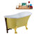Streamline N350 63'' Vintage Oval Soaking Clawfoot Tub, Yellow Exterior, White Interior, Gold Clawfoot, Oil Rubbed Bronze External Drain, w/ Tray