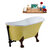 Streamline N350 63'' Vintage Oval Soaking Clawfoot Tub, Yellow Exterior, White Interior, Oil Rubbed Bronze Clawfoot, Black External Drain, w/ Tray