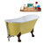 Streamline N350 63'' Vintage Oval Soaking Clawfoot Tub, Yellow Exterior, White Interior, Oil Rubbed Bronze Clawfoot, Nickel External Drain, w/ Tray