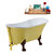 Streamline N350 63'' Vintage Oval Soaking Clawfoot Tub, Yellow Exterior, White Interior, Oil Rubbed Bronze Clawfoot, Gold External Drain, w/ Tray