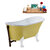 Streamline N350 63'' Vintage Oval Soaking Clawfoot Tub, Yellow Exterior, White Interior, White Clawfoot, Oil Rubbed Bronze External Drain, w/ Tray