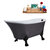 Streamline N351 63'' Vintage Oval Soaking Clawfoot Tub, Grey Exterior, White Interior, Black Clawfoot, Oil Rubbed Bronze External Drain, w/ Bamboo Tray