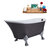 Streamline N351 63'' Vintage Oval Soaking Clawfoot Tub, Grey Exterior, White Interior, Chrome Clawfoot, Oil Rubbed Bronze External Drain, w/ Tray