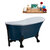 Streamline N352 63'' Vintage Oval Soaking Clawfoot Bathtub, Light Blue Exterior, White Interior, Black Clawfoot, Black External Drain, w/ Tray