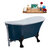 Streamline N352 63'' Vintage Oval Soaking Clawfoot Bathtub, Light Blue Exterior, White Interior, Black Clawfoot, Chrome External Drain, w/ Tray