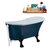 Streamline N352 63'' Vintage Oval Soaking Clawfoot Bathtub, Light Blue Exterior, White Interior, Black Clawfoot, White External Drain, w/ Tray