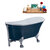 Streamline N352 63'' Vintage Oval Soaking Clawfoot Bathtub, Light Blue Exterior, White Interior, Chrome Clawfoot, Chrome External Drain, w/ Tray