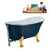 Streamline N352 63'' Vintage Oval Soaking Clawfoot Bathtub, Light Blue Exterior, White Interior, Gold Clawfoot, Chrome External Drain, w/ Tray