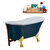 Streamline N352 63'' Vintage Oval Soaking Clawfoot Tub, Light Blue Exterior, White Interior, Gold Clawfoot, Oil Rubbed Bronze External Drain, w/ Tray
