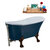 Streamline N352 63'' Vintage Oval Soaking Clawfoot Tub, Light Blue Exterior, White Interior, Oil Rubbed Bronze Clawfoot, Nickel External Drain, w/ Tray