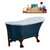 Streamline N352 63'' Vintage Oval Soaking Clawfoot Tub, Light Blue Exterior, White Interior, Oil Rubbed Bronze Clawfoot, ORB External Drain, w/ Tray