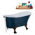 Streamline N352 63'' Vintage Oval Soaking Clawfoot Tub, Light Blue Exterior, White Interior, Oil Rubbed Bronze Clawfoot, White External Drain, w/ Tray